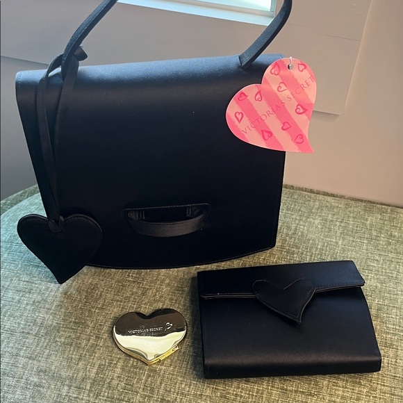 Victoria's Secret Black Shoulder Bag with Heart Charm - Picture 13 of 17